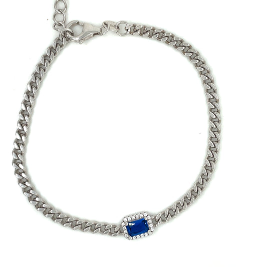 Sterling Silver Vintage Style Sapphire CZ Bracelet SB8786/S