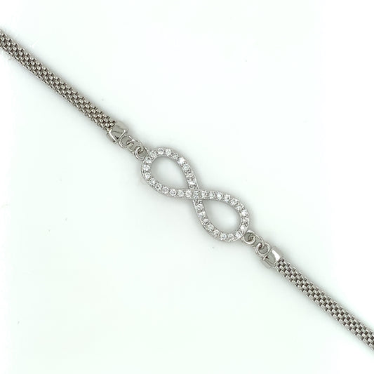 Sterling Silver CZ Infinity Bracelet