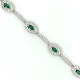 Sterling Silver Emerald CZ Marquise Bracelet