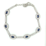 Sterling Silver Sapphire CZ Marquise Bracelet
