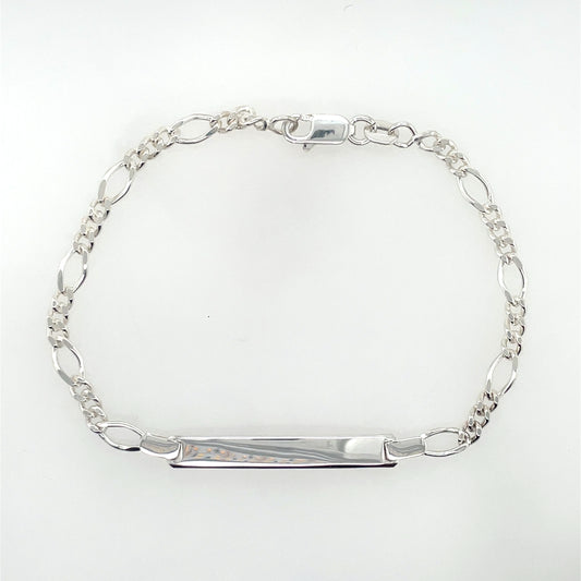 Silver 17cm Engravable Figaro Identity Bracelet SB8802
