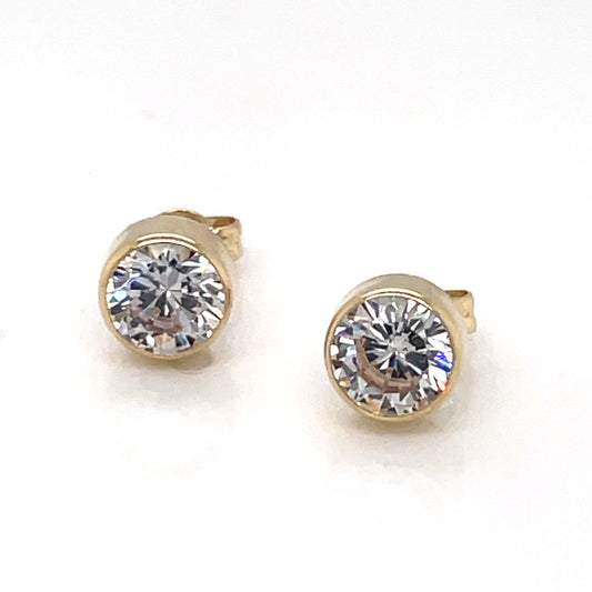 9ct Gold 6mm CZ Rubover Stud Earrings 88375Z