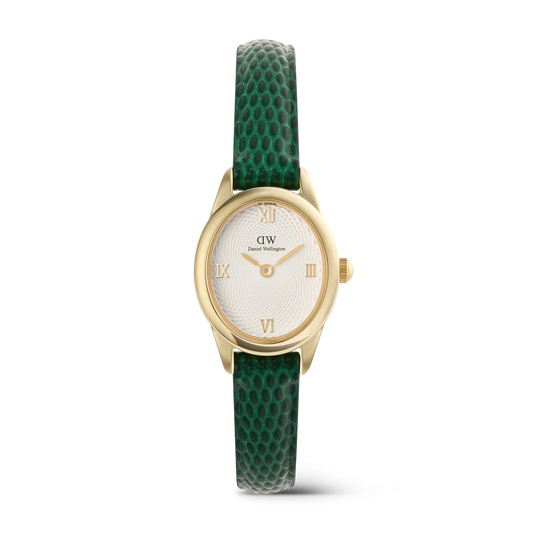 Daniel Wellington Ophelia Mini Green Lizard White Guilloché Gold DW00100892