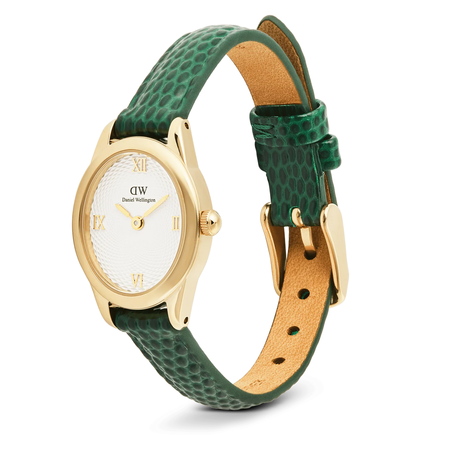 Daniel Wellington Ophelia Mini Green Lizard White Guilloché Gold DW00100892