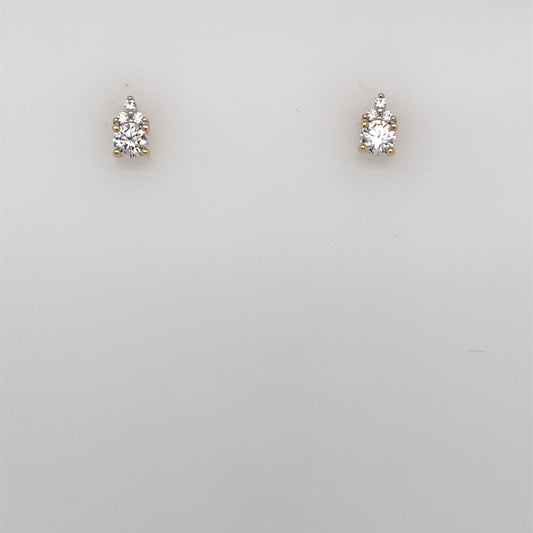 9ct Gold CZ Solitaire Stud Earrings GEZ657