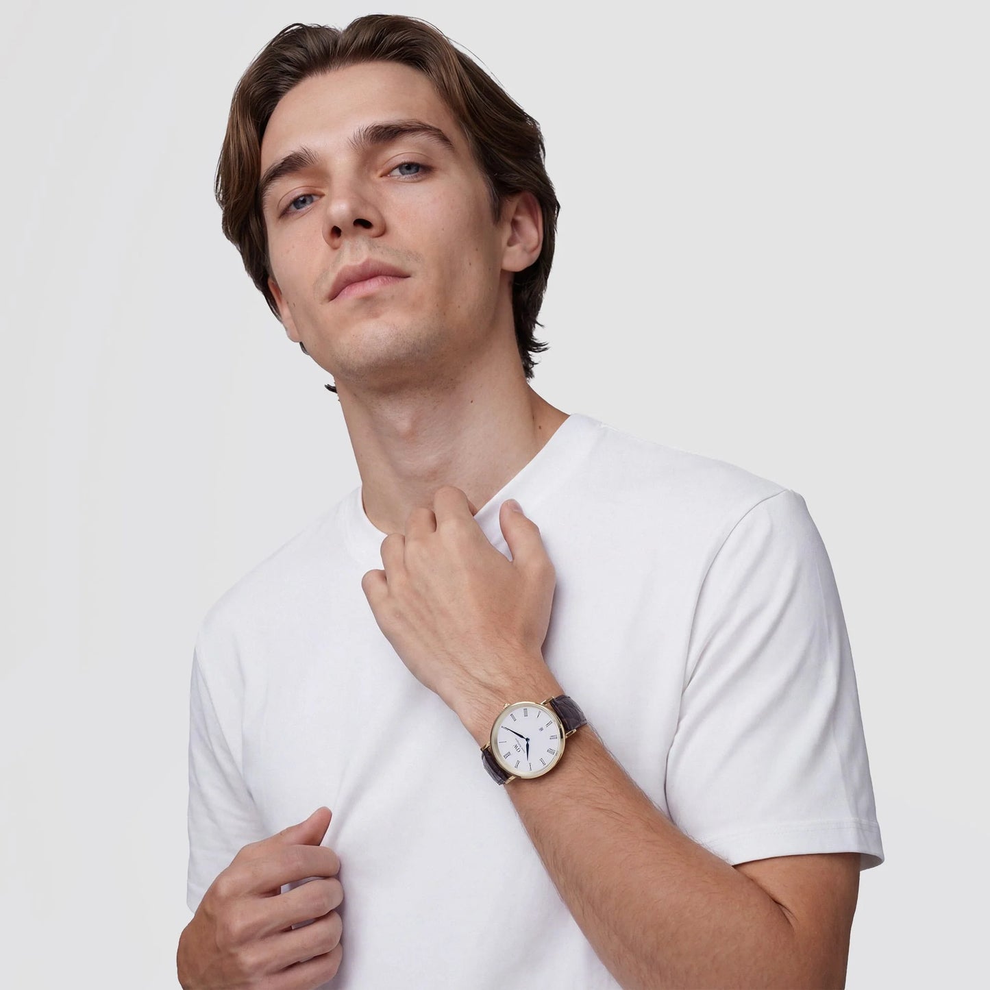 Daniel Wellington Classic Roman Numerals Date Dark Brown Croc Belly Gold DW00100912