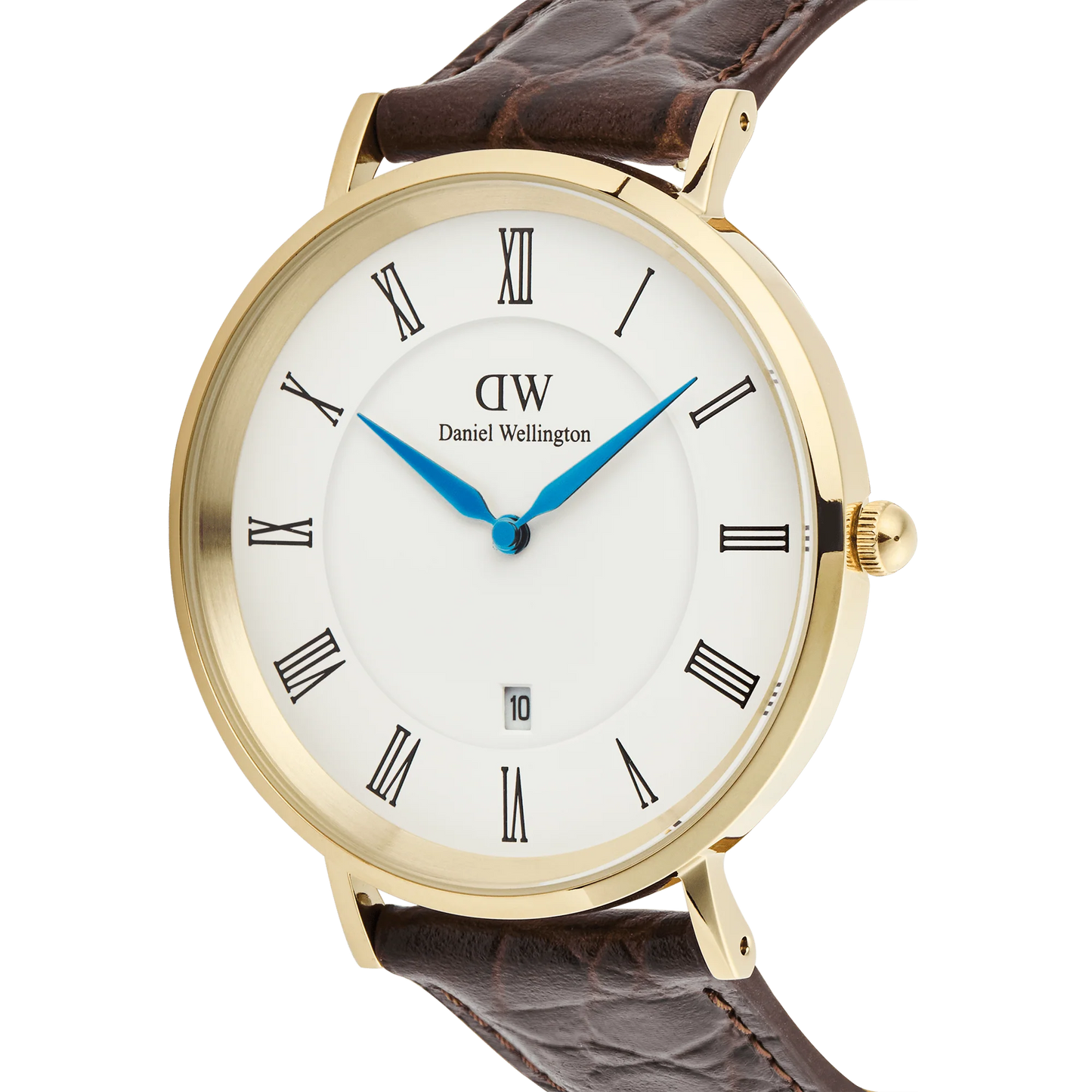 Daniel Wellington Classic Roman Numerals Date Dark Brown Croc Belly Gold DW00100912