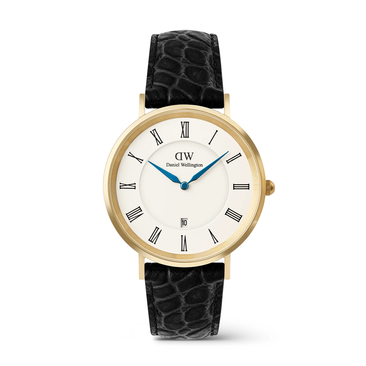 Daniel Wellington Classic Roman Numerals Date Black Croc Belly Gold DW00100915