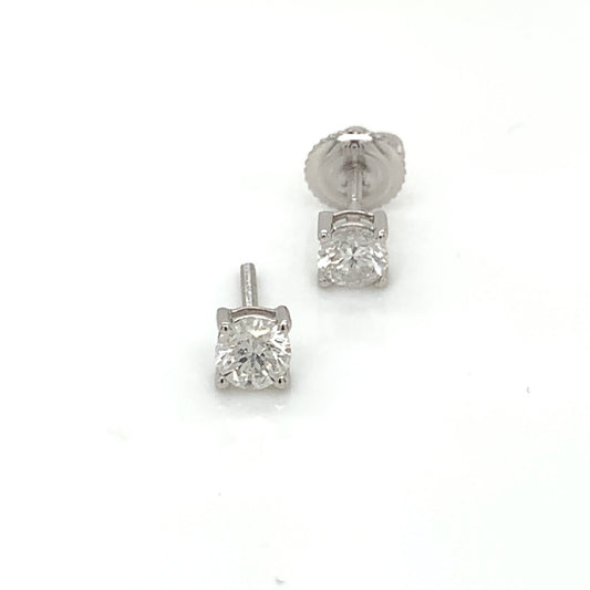 18ct White Gold Diamond 0.50ct Solitaire Stud Earrings DE119