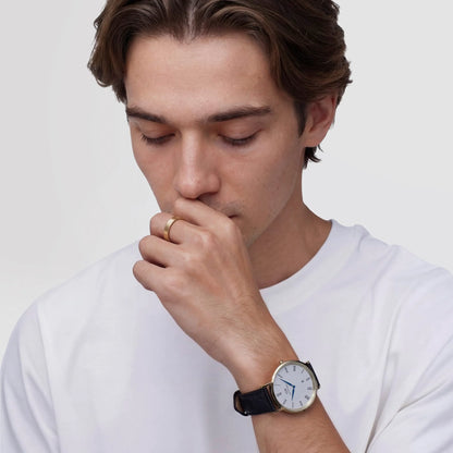 Daniel Wellington Classic Roman Numerals Date Black Croc Belly Gold DW00100915