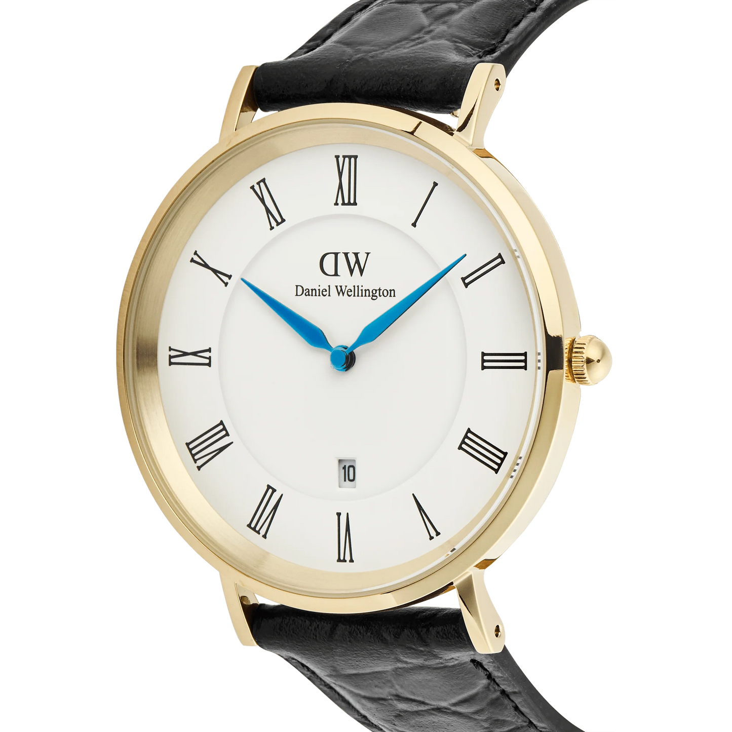 Daniel Wellington Classic Roman Numerals Date Black Croc Belly Gold DW00100915