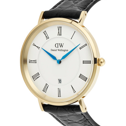 Daniel Wellington Classic Roman Numerals Date Black Croc Belly Gold DW00100915