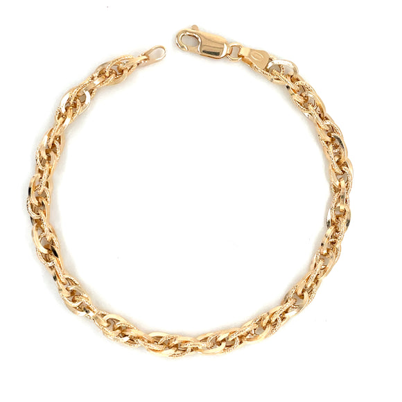 9ct Gold Patterned Hollow Rope Bracelet GB432