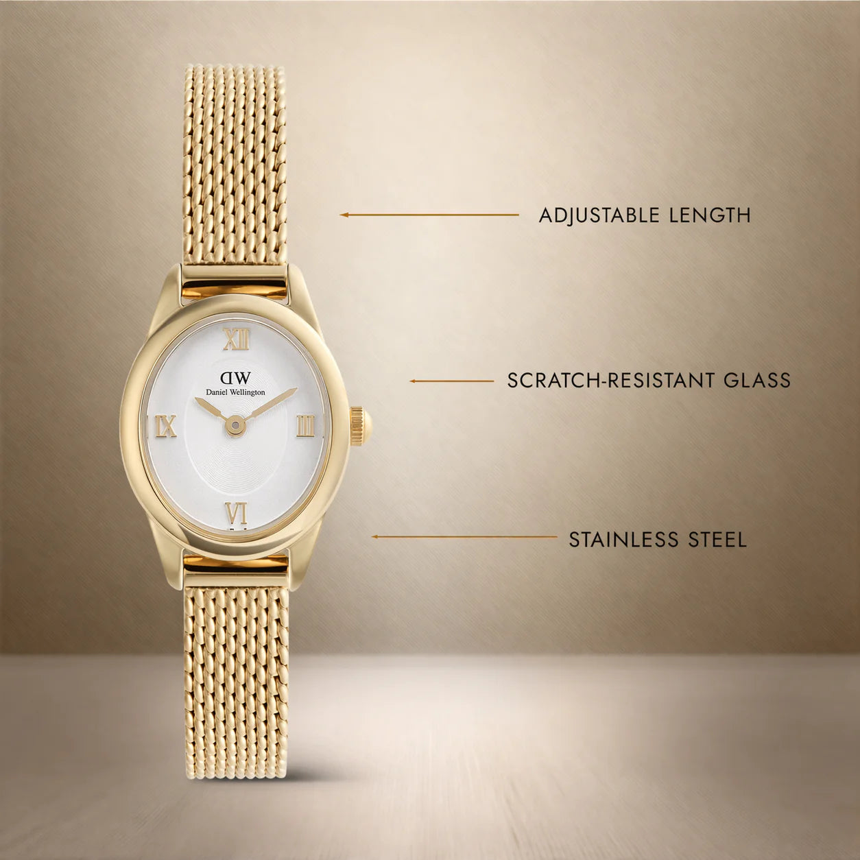 Daniel Wellington Ophelia Mini Mesh White Gold DW00100939