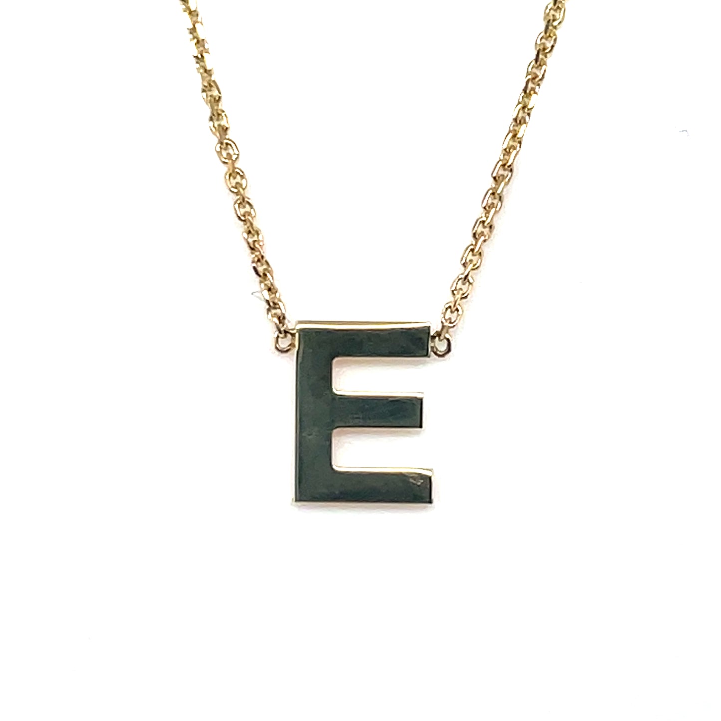 9ct Gold 7mm Block Initial on chain