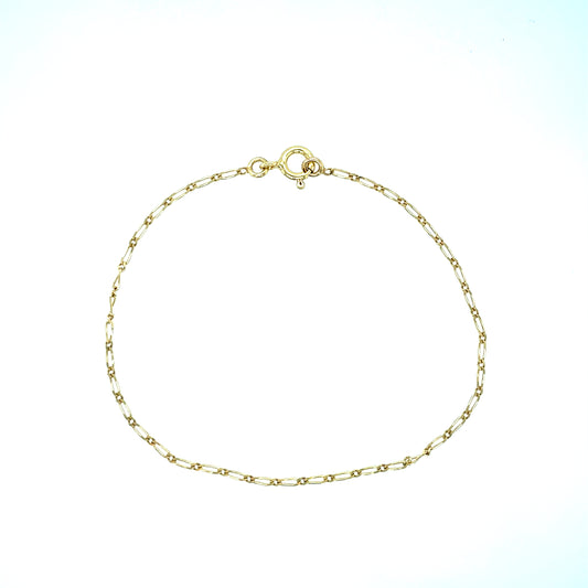 9ct Gold 1.35 mm Figaro Bracelet GB497