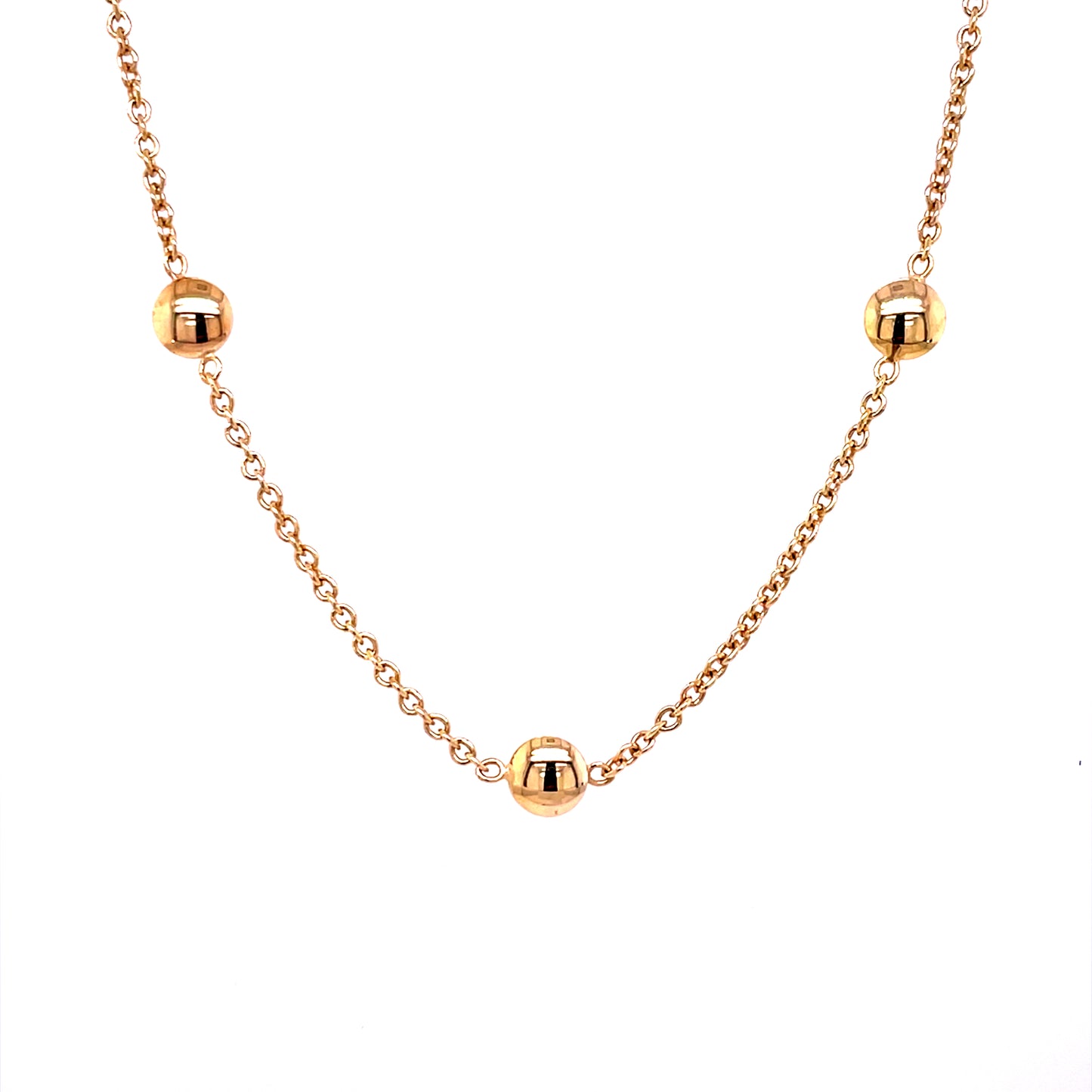 9ct Gold 5 Bead Necklace GN180