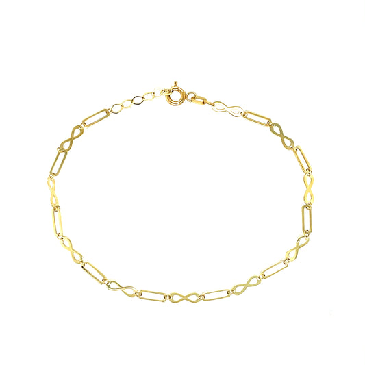 9ct Gold Infinity / Oval Link Bracelet GB498