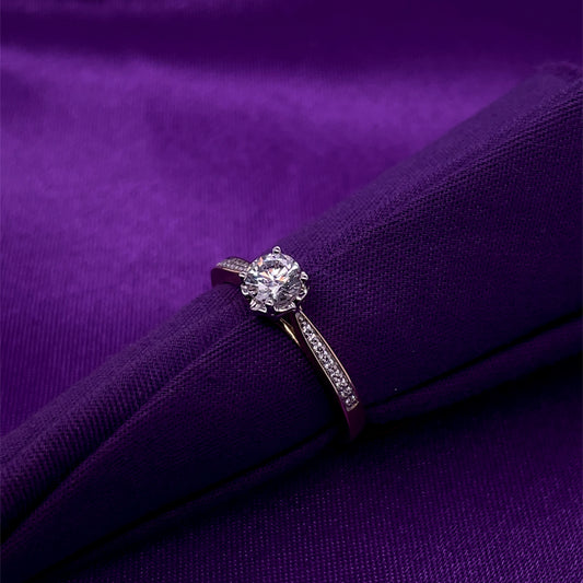 9ct Gold Classic CZ Solitaire Ring GRZ344