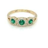 9ct Gold Triple Green CZ Halo Ring GRE120