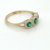 9ct Gold Triple Green CZ Halo Ring GRE120