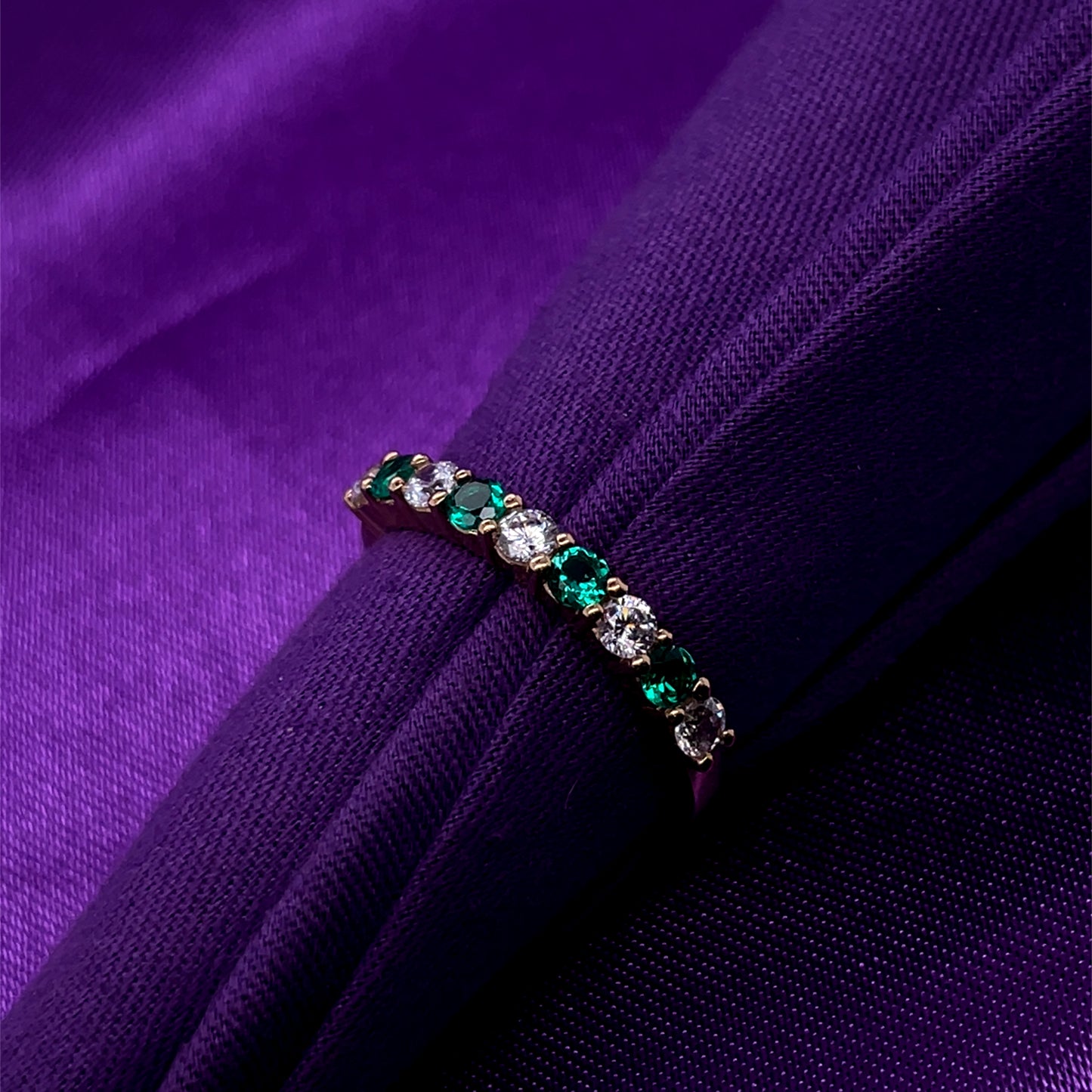 9ct Gold Created Emerald & CZ Eternity Ring GRE141