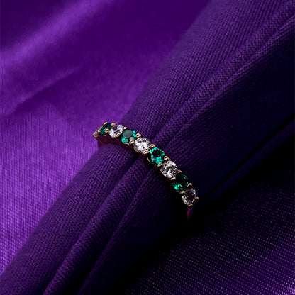 9ct Gold Created Emerald & CZ Eternity Ring GRE141