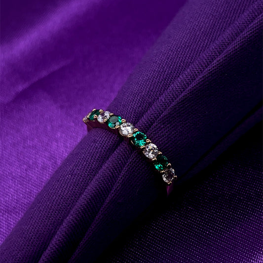 9ct Gold Created Emerald & CZ Eternity Ring GRE141