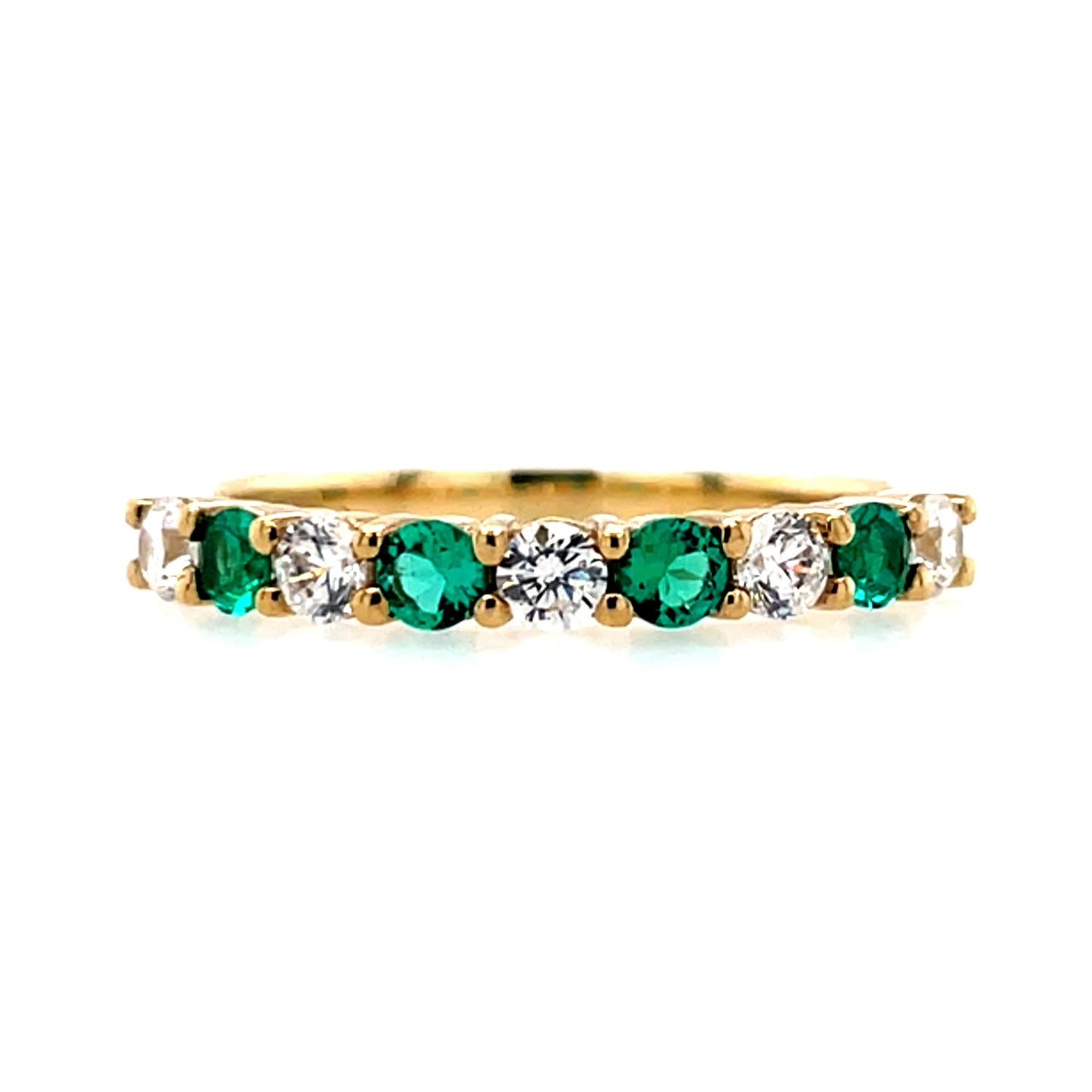9ct Gold Created Emerald & CZ Eternity Ring GRE141