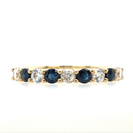 9ct Gold Created Sapphire & CZ Eternity Ring GRS187