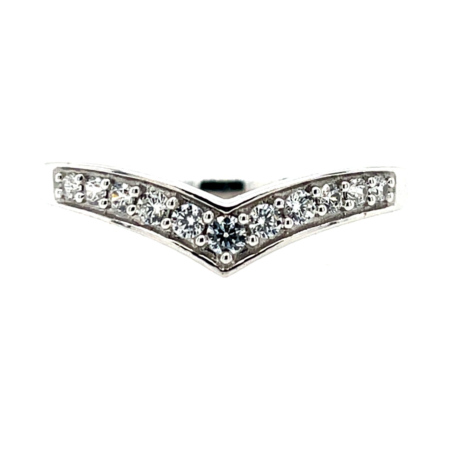 9ct White Gold CZ Wishbone Ring WRA051