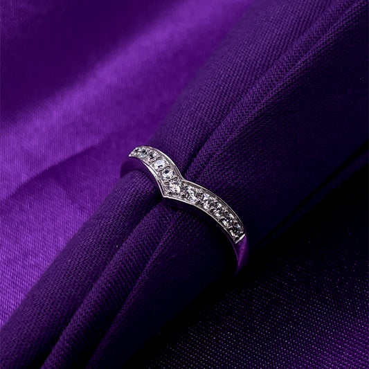 9ct White Gold CZ Wishbone Ring WRA051