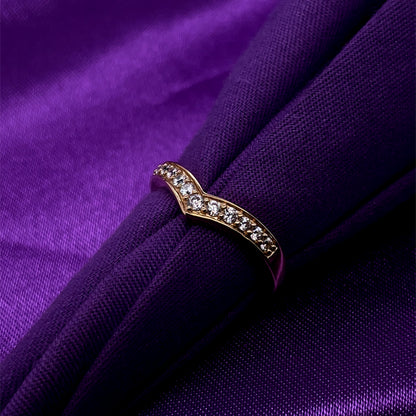 9ct Gold CZ Wishbone Ring GRA130