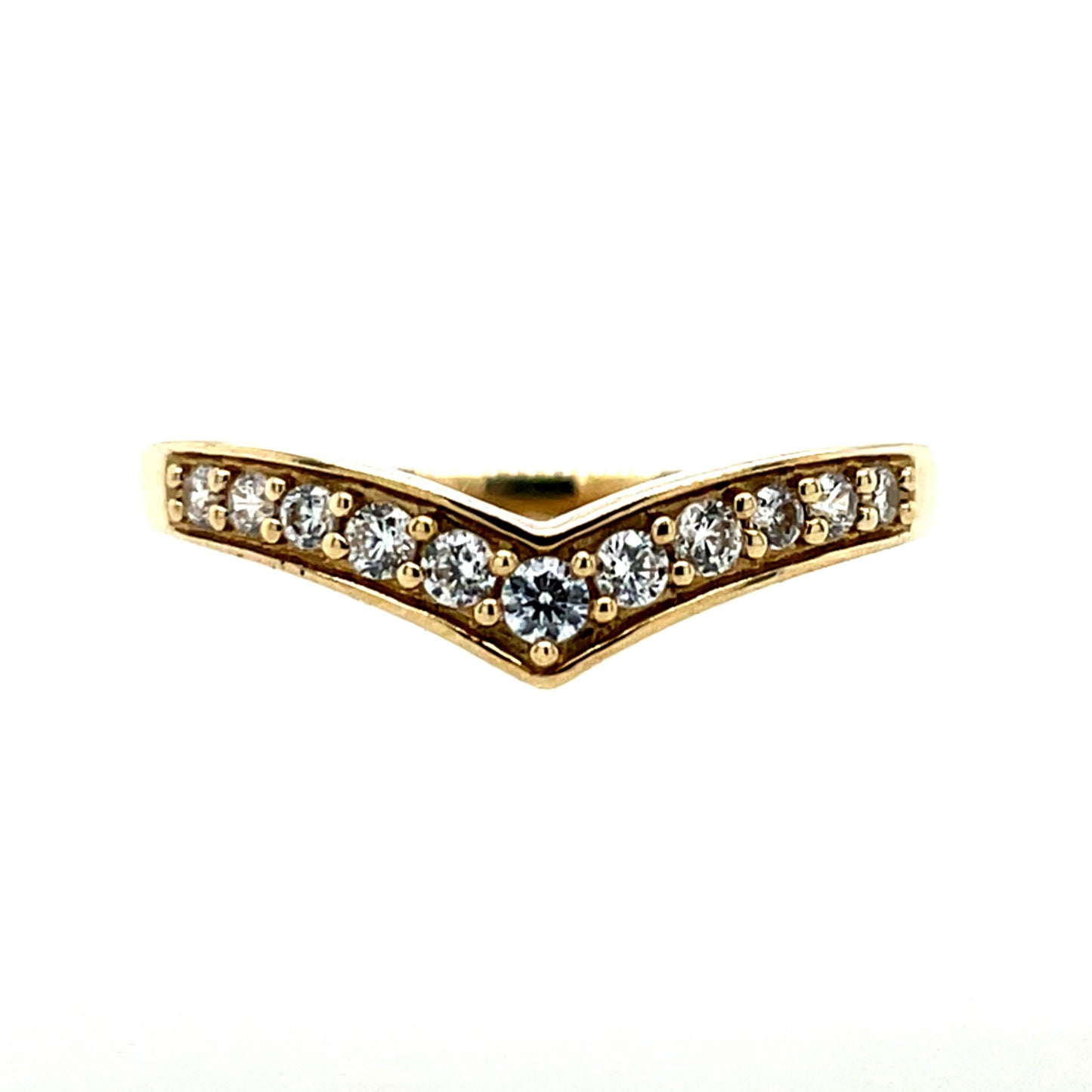9ct Gold CZ Wishbone Ring GRA130