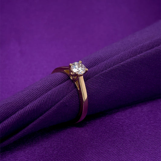 9ct Gold Classic CZ Solitaire Ring 0.40ct GRZ379