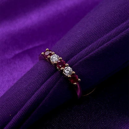 9ct Gold Ruby & Diamond  Eternity Ring GRR092