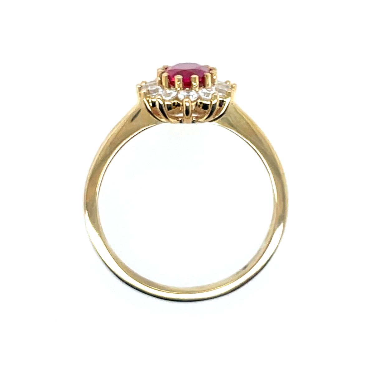9ct Gold  Created Ruby & CZ Cluster Ring GRR146
