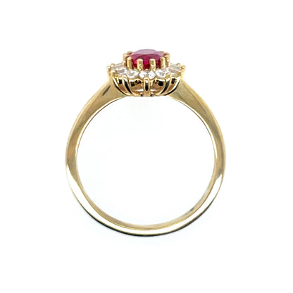 9ct Gold  Created Ruby & CZ Cluster Ring GRR146