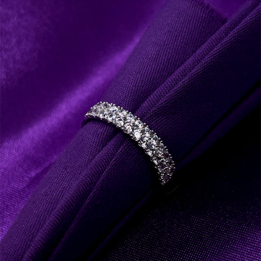 9ct White Gold CZ Double Row Eternity Ring WRA043