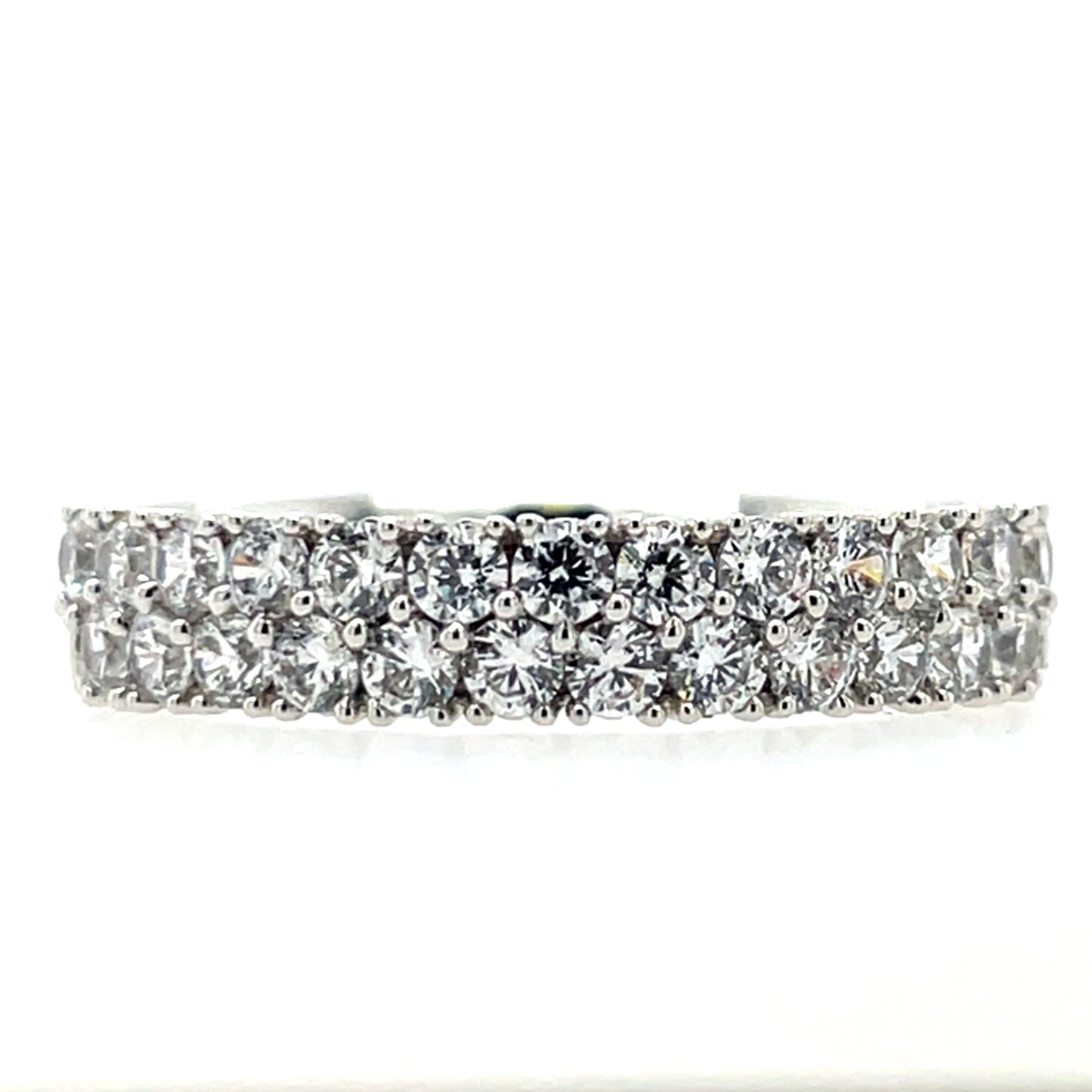 9ct White Gold CZ Double Row Eternity Ring WRA043
