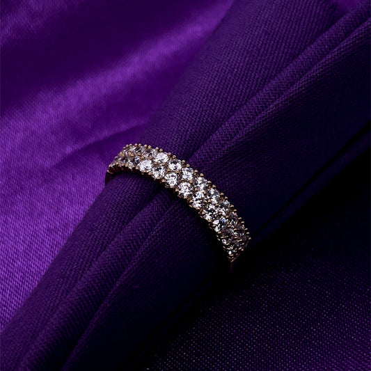 9ct Gold CZ Double Row Eternity Ring GRA113