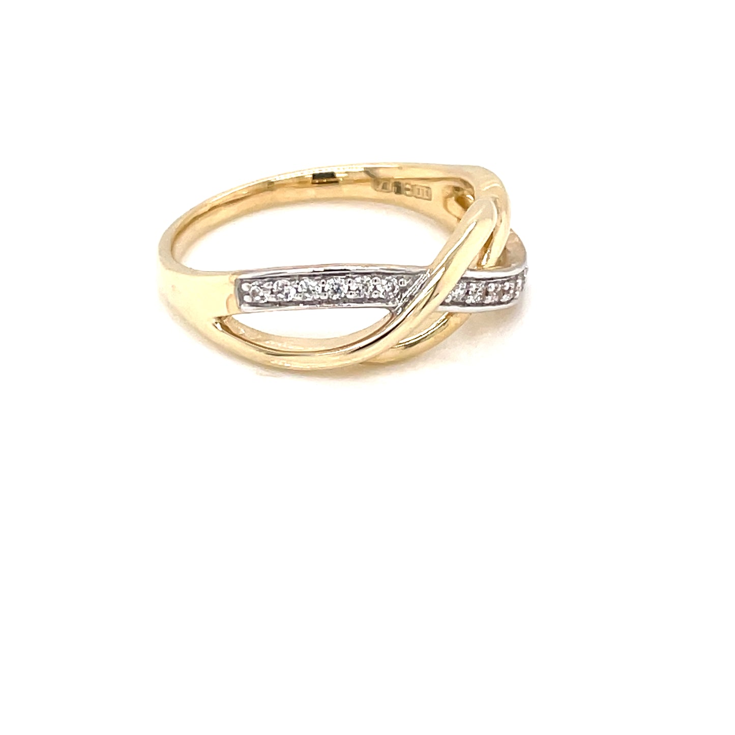 9ct Gold CZ Crossover Band Ring GRZ346