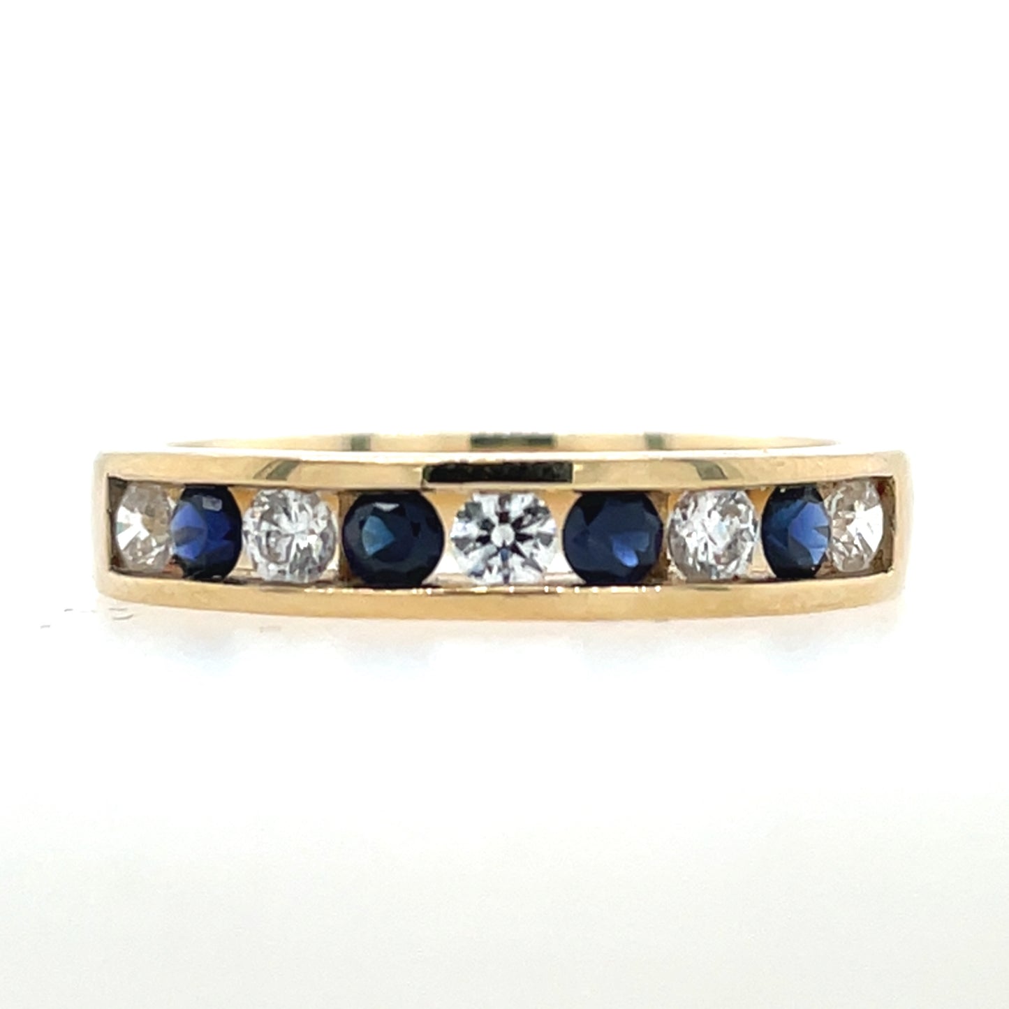 9ct Gold Created Sapphire & CZ Channel-set Eternity Ring GRS158