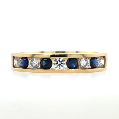 9ct Gold Created Sapphire & CZ Channel-set Eternity Ring GRS158