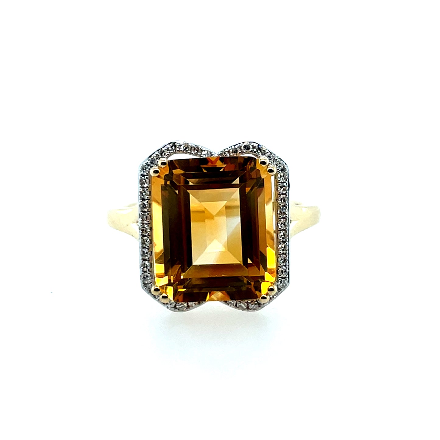 9ct Gold Citrine & Diamond Cocktail Ring GRX293