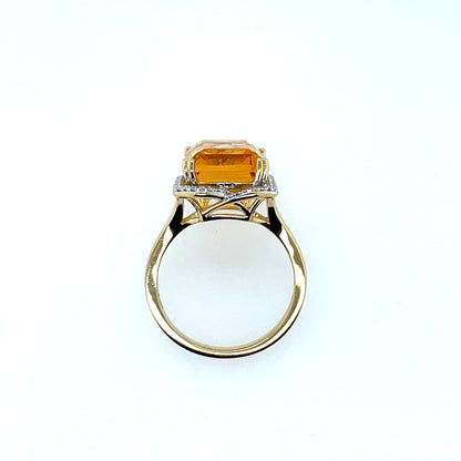 9ct Gold Citrine & Diamond Cocktail Ring GRX293