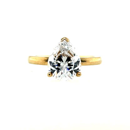 9ct Gold Teardrop CZ Solitaire Ring GRZ362