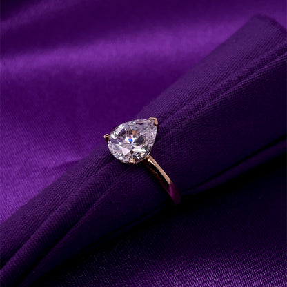 9ct Gold Teardrop CZ Solitaire Ring GRZ362