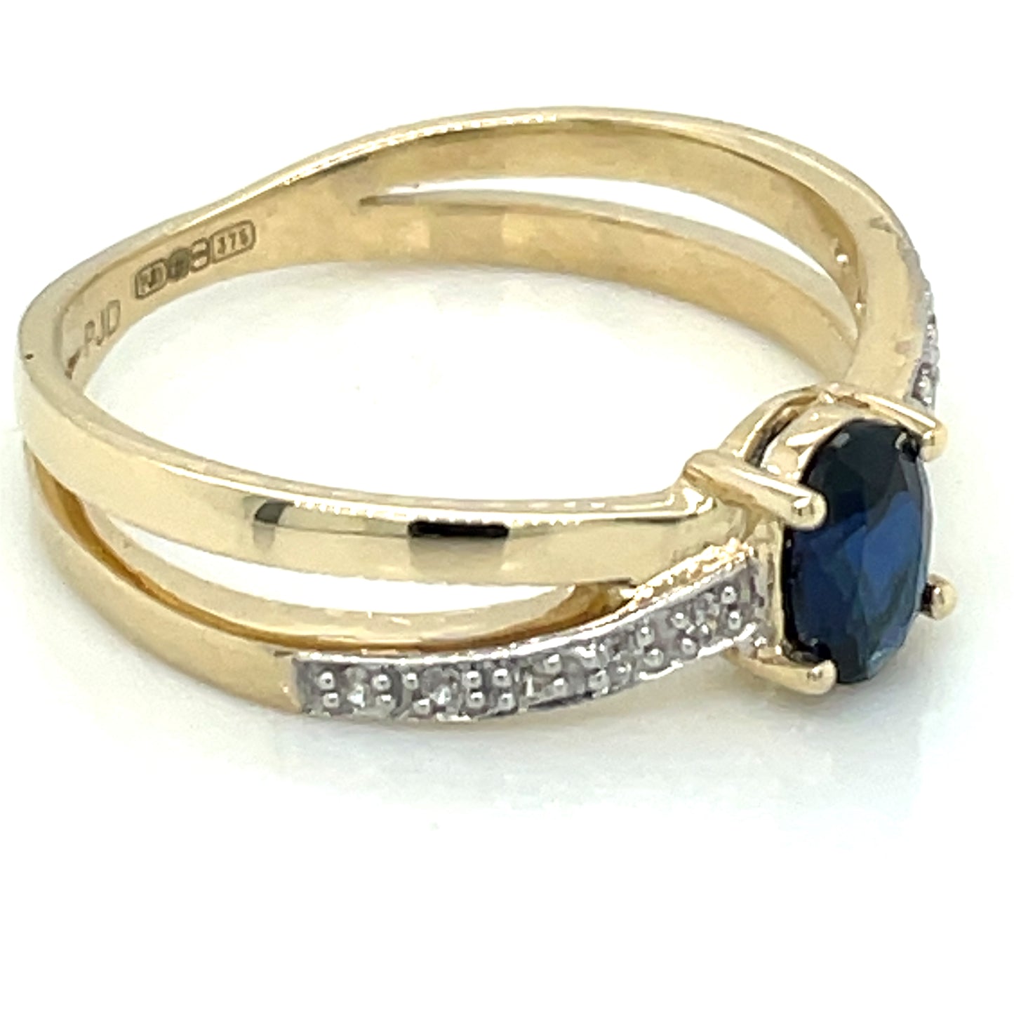 9ct Gold  Created Sapphire& CZ Kiss Ring GRS253