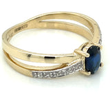 9ct Gold  Created Sapphire& CZ Kiss Ring GRS241